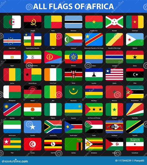 Set of Flags of All African Countries. Flat Style Stock Vector ...