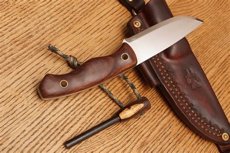 custom Helle Utvaer knife Iron wood ferro rod fire steel dangler sheath ...