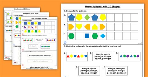 Year 2 Make Patterns with 2D Shapes Homework Extension Properties of Shape – Classroom Secrets ...