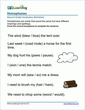 Vocabulary Worksheets for K-5 | K5 Learning