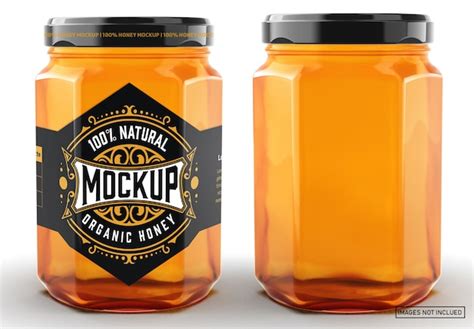 Premium PSD | Colored honey jar label mockup