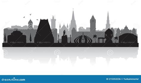 Chennai India City Skyline Silhouette Stock Vector - Illustration of ...