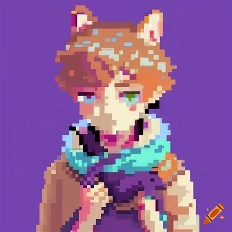 Pixel art of a cat boy
