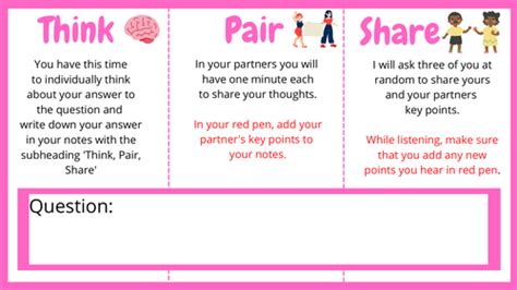 Accountable Think Pair Share template | Teaching Resources