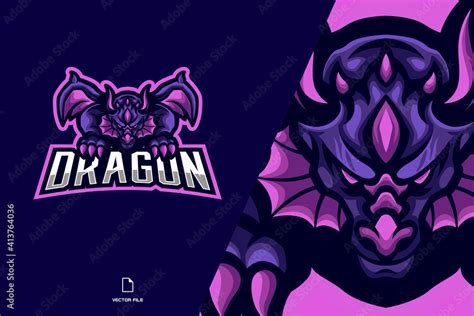 purple dragon mascot esport logo for game team Stock Vector | Adobe Stock