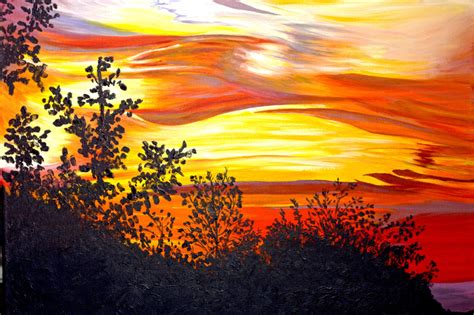 Original Landscape/ Sunset Painting Titled View From My Window - Etsy