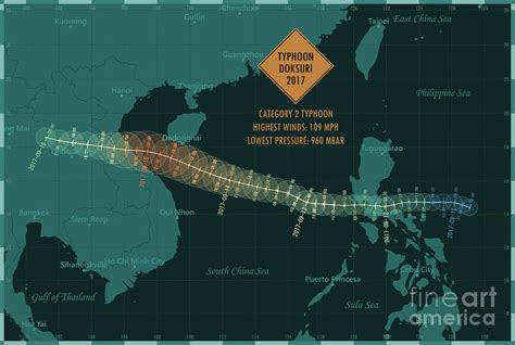 Typhoon Doksuri 2017 Track South China Sea Infographic Digital Art by Frank Ramspott - Pixels