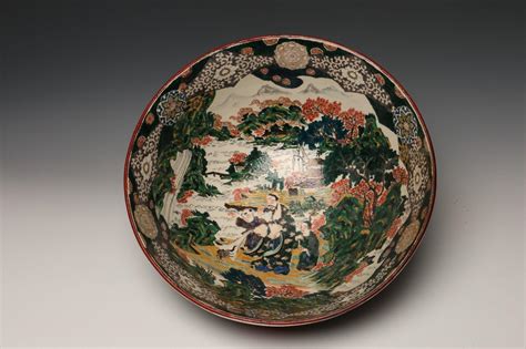 JAPANESE KO KUTANI LARGE PORCELAIN BOWL 18TH C JAPAN POTTERY FUKU MARK | #1806462493