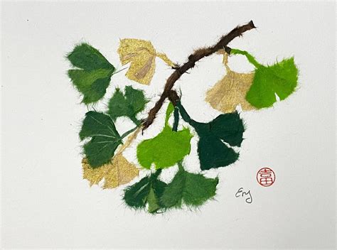 Chigiri-e Ginko Leaves - Japanese Collage Technique - New date ...