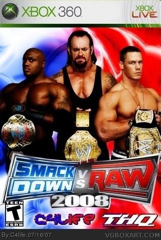 WWE SmackDown! vs. RAW 2008 Xbox 360 Box Art Cover by C4life