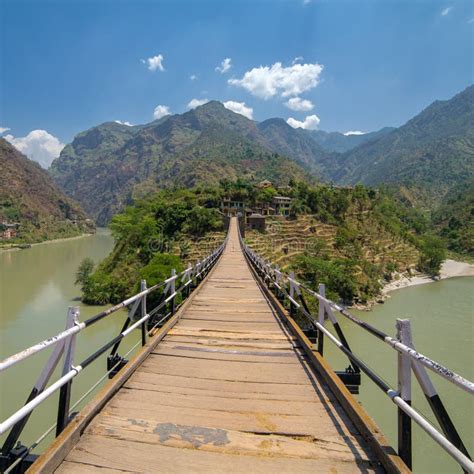 Beautiful Wooden Bridge Over the Beas River in Aut Village in Kullu ...