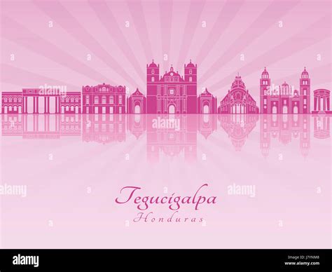 Tegucigalpa skyline in purple radiant orchid in editable vector file ...