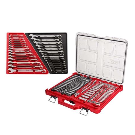 Milwaukee Combination SAE/Metric Wrench Mechanics Tool Set with SAE ...