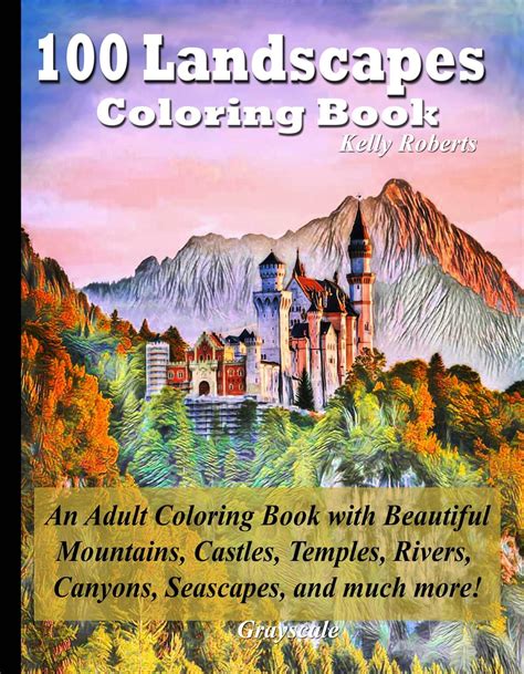 Sample Coloring Pages From 100 Landscapes Coloring Book, Beautiful Grayscale Landscape Coloring ...