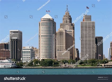 View Of Detroit Skyline From Windsor, Ontario Stock Photo 7334317 ...