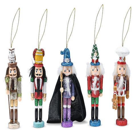 Ornativity Christmas Deluxe Nutcracker Set – Glittered Wooden Hanging Tree Ornament or Mini ...