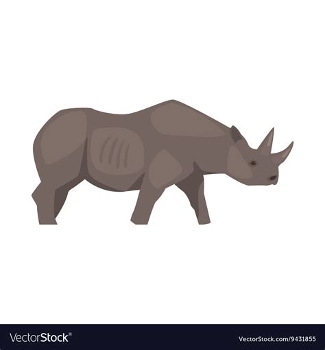 Rhinoceros Realistic Simplified Drawing Royalty Free Vector