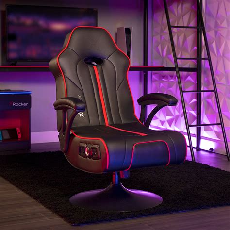 X Rocker Torque Bluetooth Audio Pedestal Gaming Chair with Subwoofer and Vibration, Black/Red ...