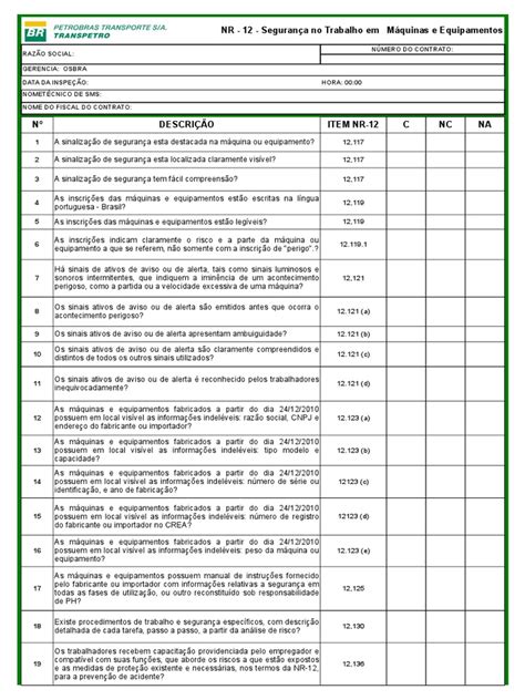 Check-List - NR12.Xls Pronto | PDF | Máquinas | Trator