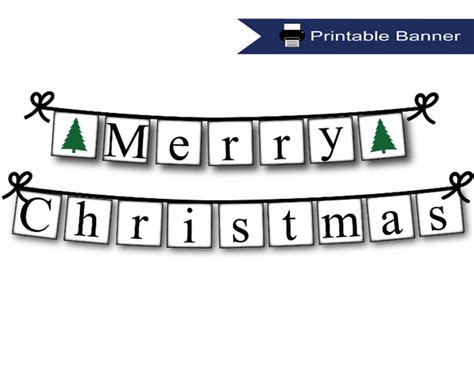 Christmas Tree Printable Merry Christmas Banner - DIY Christmas Decor ...