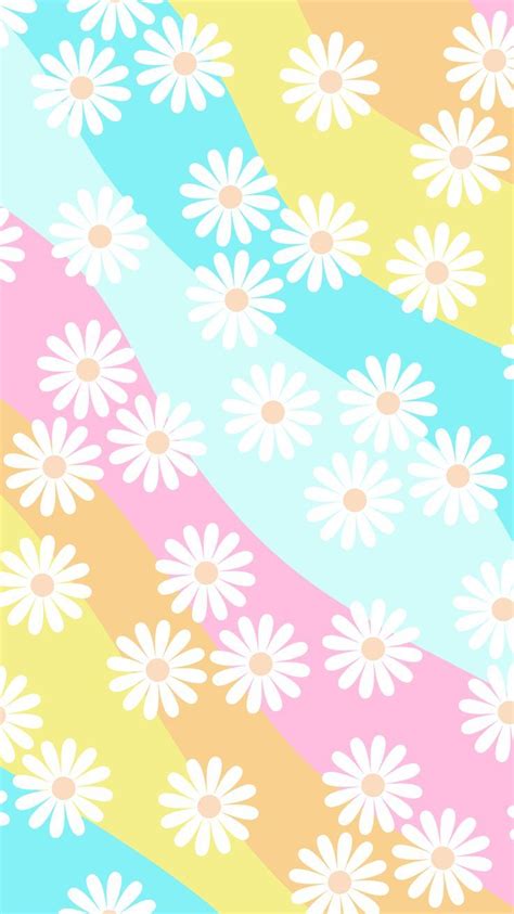 Phone wallpaper, background. 'bright pastel daisy design' | Flower ...