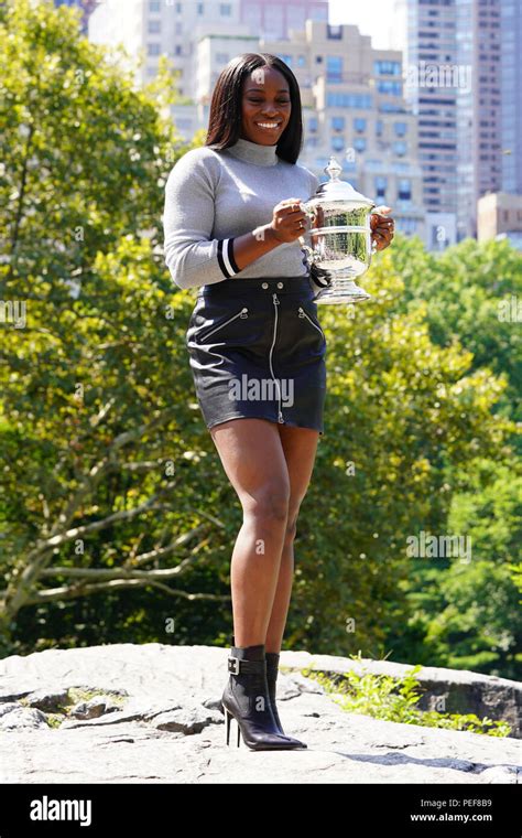 US Open 2017 champion Sloane Stephens of United States posing with US Open trophy in Central ...