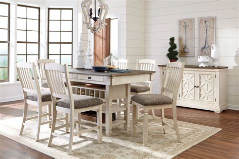 Bolanburg White and Gray Rectangular Counter Height Dining Room Set from Ashley | Coleman Furniture