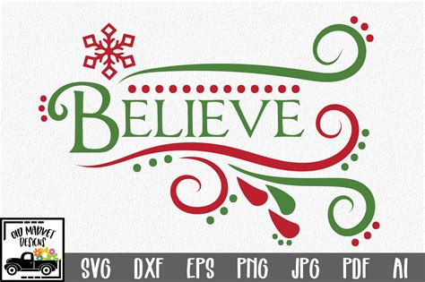 Believe SVG Cut File - Christmas SVG - DXF - PNG - EPS