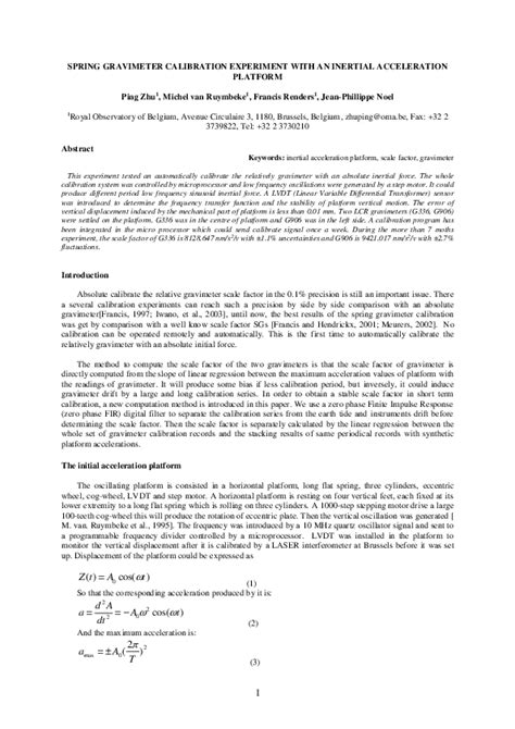 (PDF) Spring gravimeter calibration experiment with an inertial ...