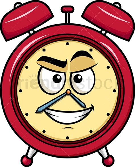 Cunning Evil Face Alarm Clock Emoji Cartoon Vector Clipart - FriendlyStock