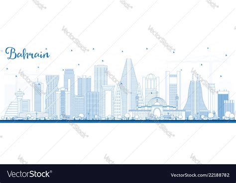 Outline bahrain city skyline with blue buildings Vector Image