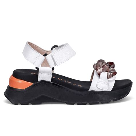 Hispanitas Grazia white sandal for women with velcro strap