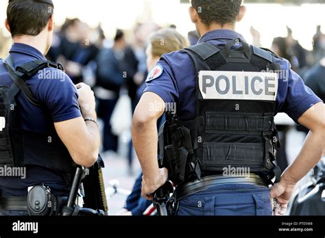 Police officers with bulletproof vest in Paris Street - Paris - France ...