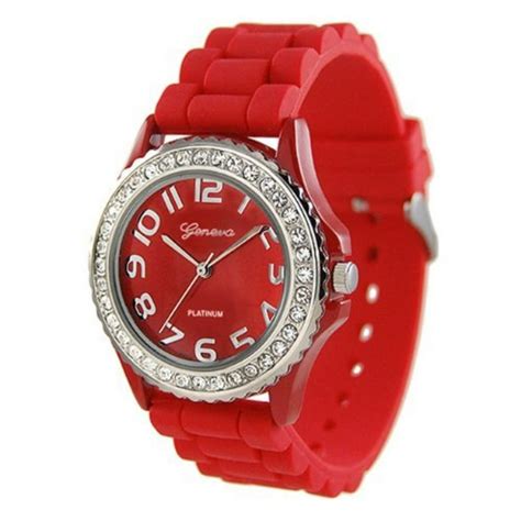 Geneva - women's rhinestone accented watch color: red - Walmart.com ...