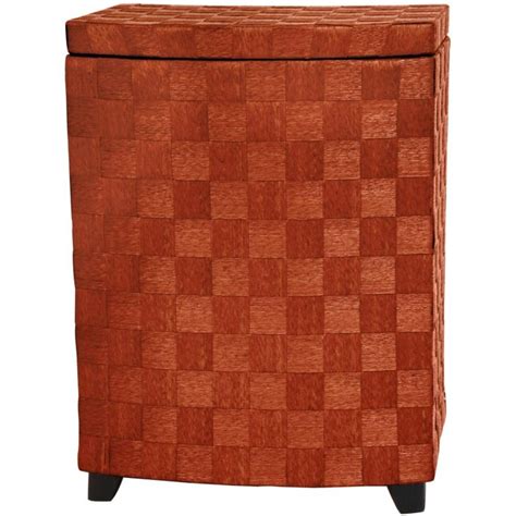 Red Lantern Classic Design Lidded Laundry Hamper, Wicker Material, Orange, 27.5-in Height, 19.75 ...