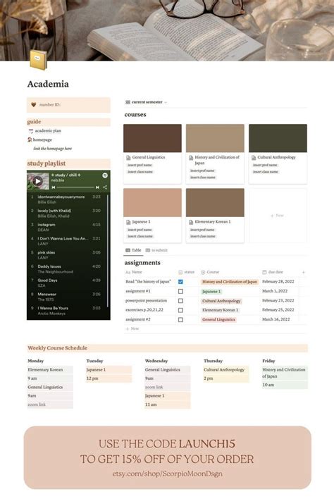 School planner for notion college notion template – Artofit