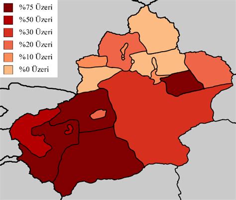 Proportion of East Turkestan Uyghurs by Cities : MapPorn