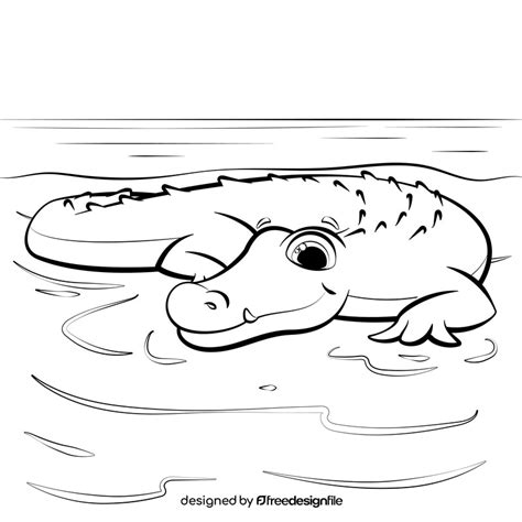 Alligator cartoon black and white vector free download