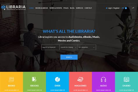 LIBRARIA Online Library HTML Template Free Download