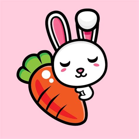 Premium Vector | Cute bunny hugging big carrot