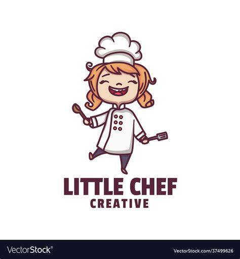 Logo little chef mascot cartoon style Royalty Free Vector