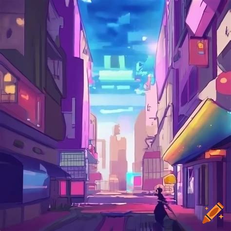 Anime artwork of a futuristic city on Craiyon