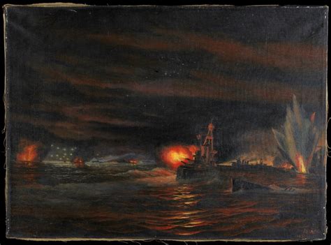 Fire, smoke, and order in a sailor's paintings of Guadalcanal Campaign | National Museum of ...