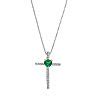 Gemminded Sterling Silver Lab-Created Emerald Cross Pendant Necklace