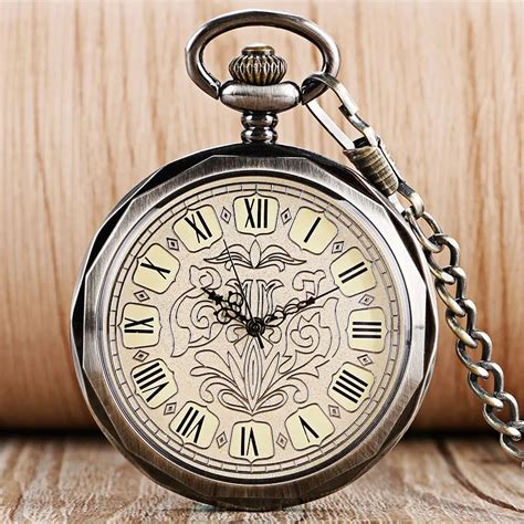 Luxury Dark Grey Hand Wind Mechanical Pocket Watches for men Women Retro Fashion Wind Up Trendy ...