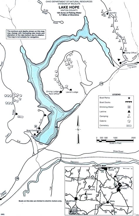 Lake Hope Fishing map | Southeast Ohio | Go Fish Ohio