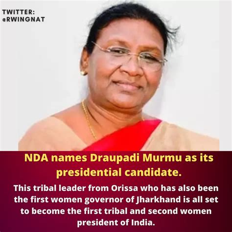 NDA's presidential candidate: Draupadi Murmu : r/indianews