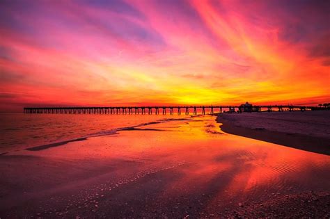 Pensacola Beach Gulf Pier Photo Pensacola Vivid Sunset Print - Etsy