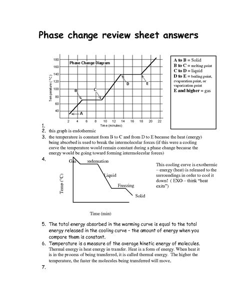 Phase Change Diagram Worksheet Answers