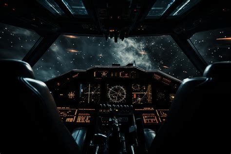 Premium AI Image | View from inside the cockpit of a space ship Black empty outer space ...